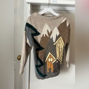 Tory Burch Beige & Brown Cabin Graphic Sweater
